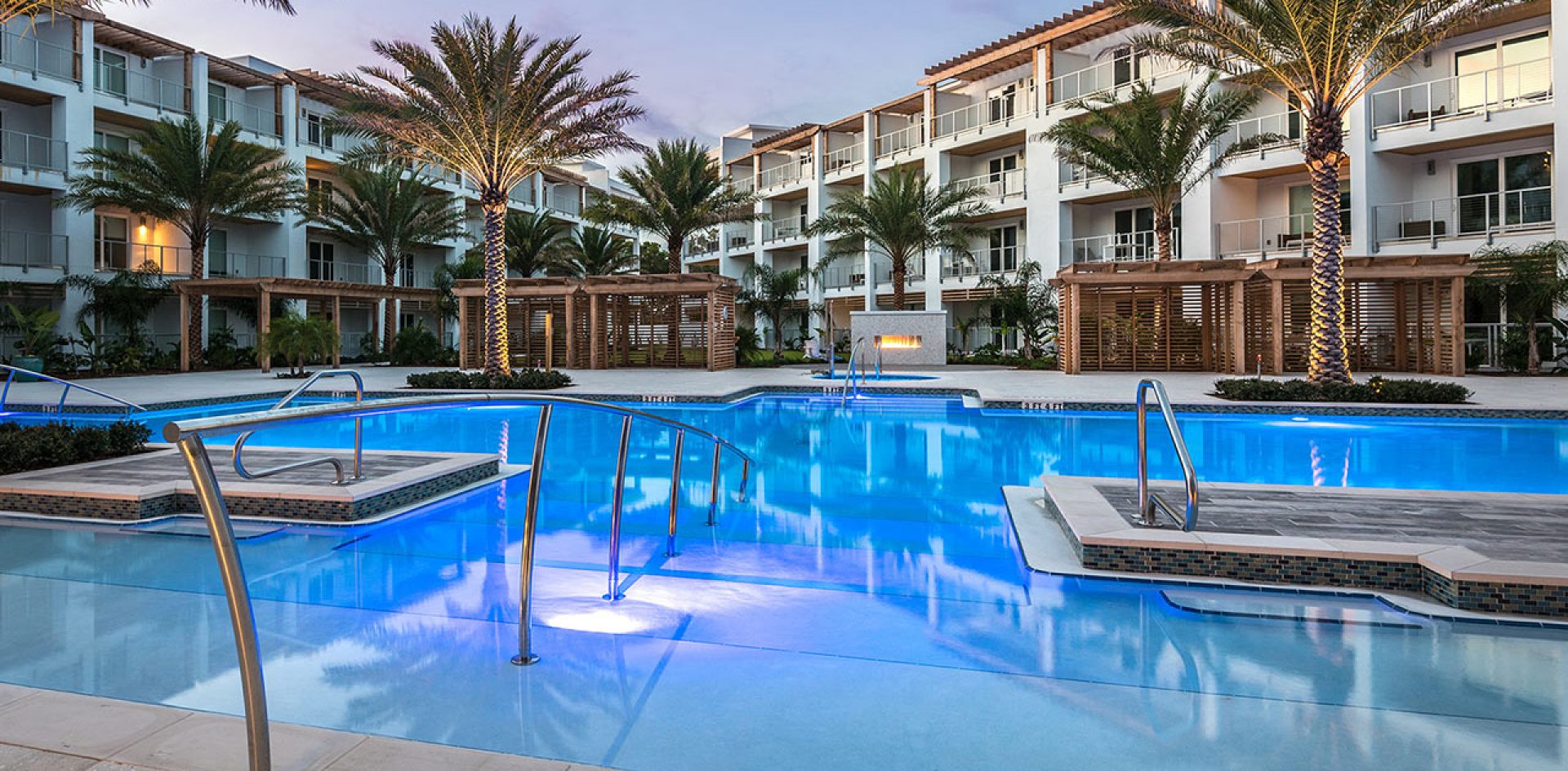 Atticus Real Estate The Pointe Pool Dusk